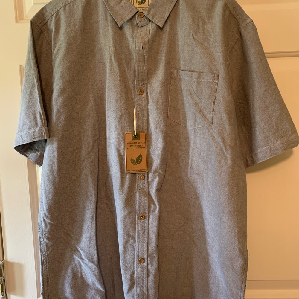 Alexander Julian Light Blue/Gray Casual Button Down Shirt